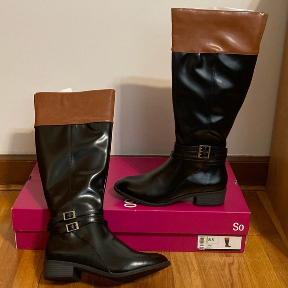 2-Tone Tall Riding-Style Boots - Picture 2 of 16